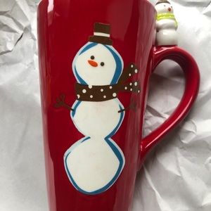 BE MERRY - SNOWMAN 20oz Tall Latte Mug Red Holiday 2008 Christmas